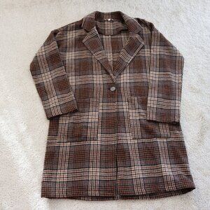 Mystique Boutique Brown Plaid Blazer